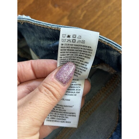 American Eagle Outfitters Jean Shorts Cut-Off High Rise Shortie 4 Distressed - Picture 7 of 8